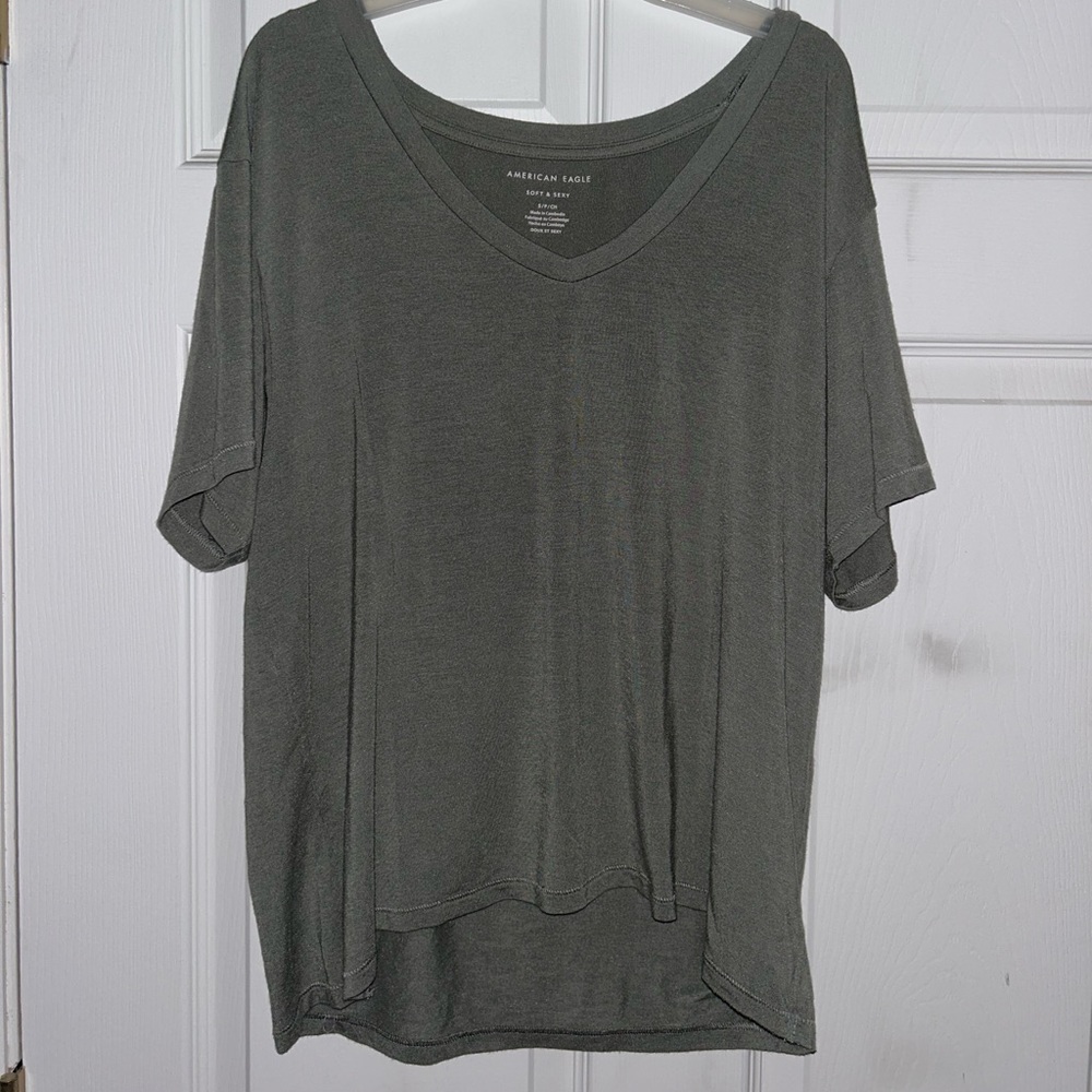 American Eagle Hunter Green Soft and Sexy Shirt